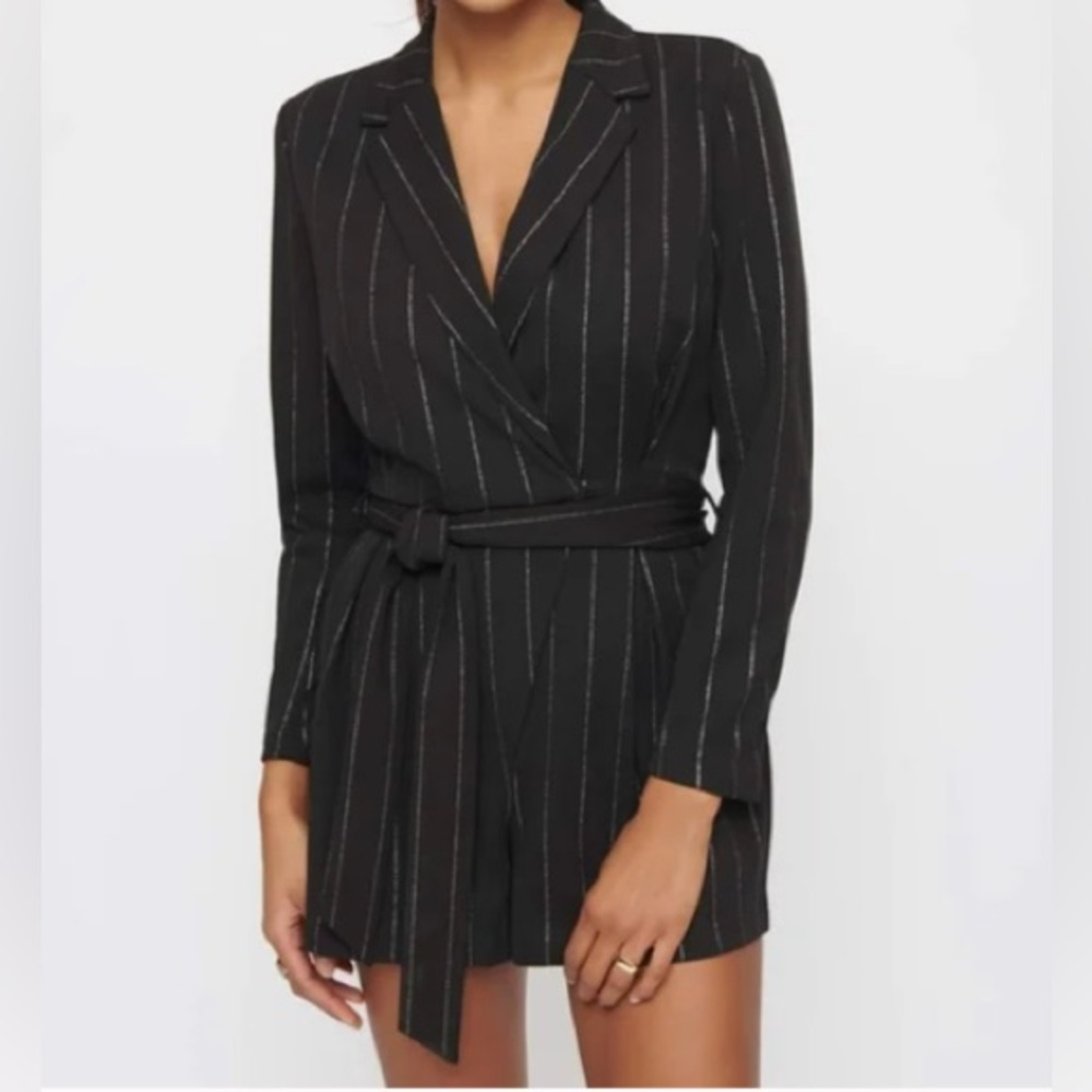 Black Pinstripe Romper